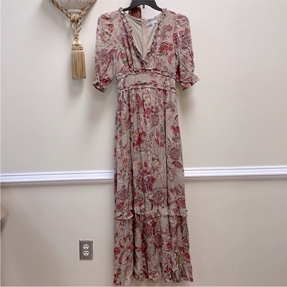 New Anthropologie BTFL-LIFE Floral Ruffle Maxi Dress In Rust! size xSmall - Picture 14 of 14